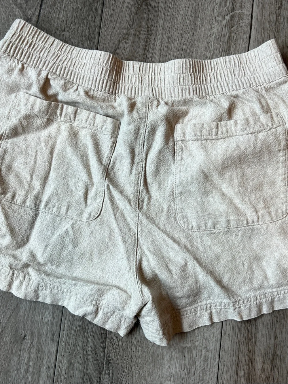 Old Navy 100% Linen Pull On Shorts Medium Beige Natural Elastic Waist